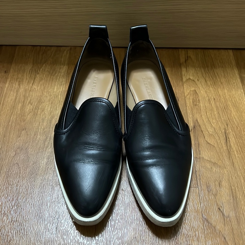 Everland black the leather street in flats, Size W8 1/2